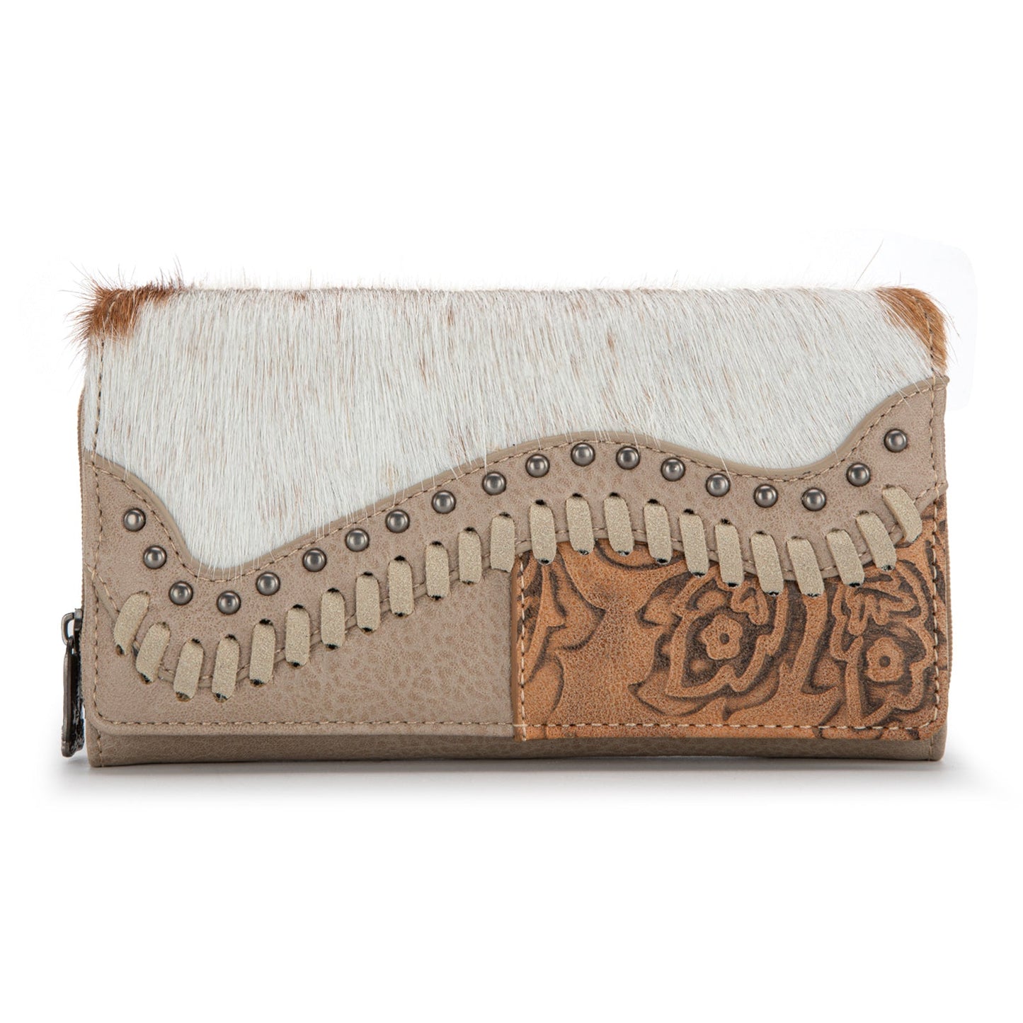 Trinity Ranch Hair-On Cowhide Saddle Shape Collection Wallet