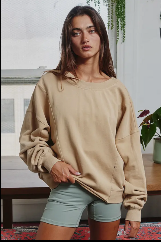 BucketList Reversible Twist-Front Washed Terry Sweatshirt