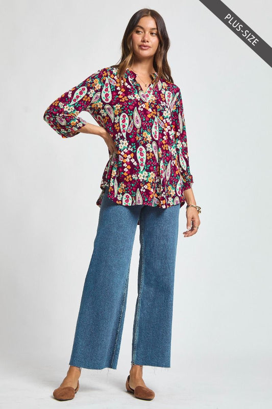 Dear Scarlett Lizzy Wine Top Plus Size Top