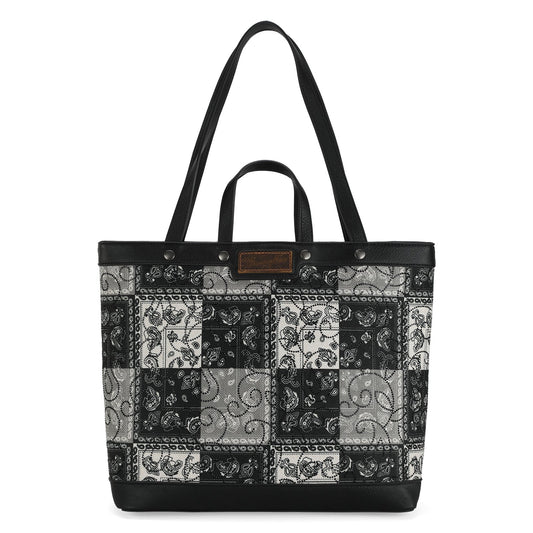 Wrangler Paisley Pattern Dual Sided Print Tote- Black