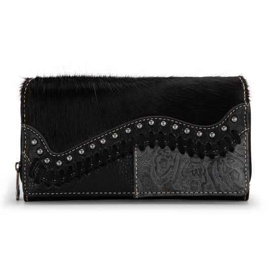 Trinity Ranch Hair-On Cowhide Saddle Shape Collection Wallet