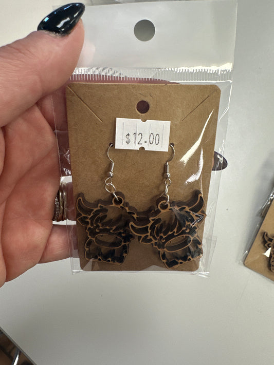 His Spirit Creations Highland Cow Earrings