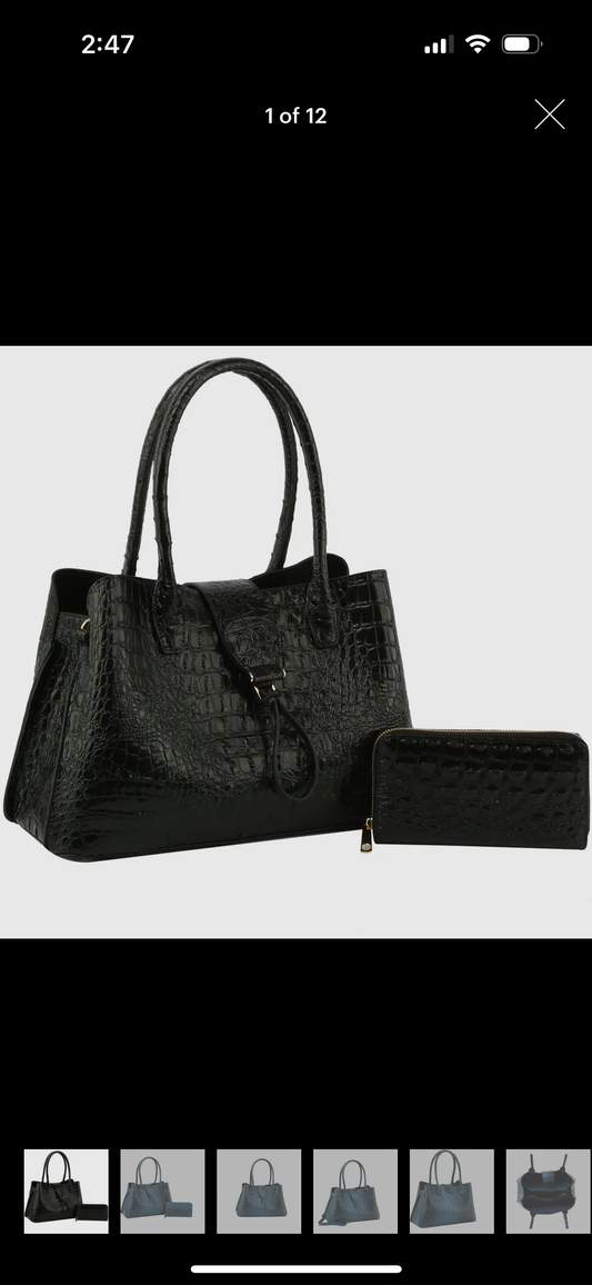 Satchel Purse Top Handle Croc Shoulder Bag