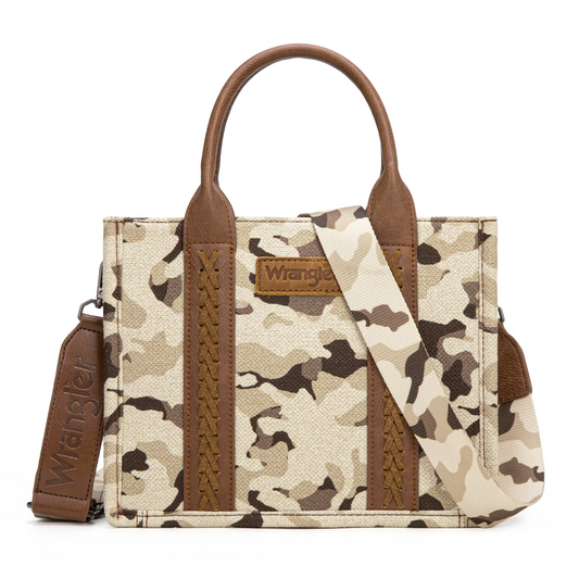 Wrangler Camo Print Concealed Carry Tote/ Crossbody Brown