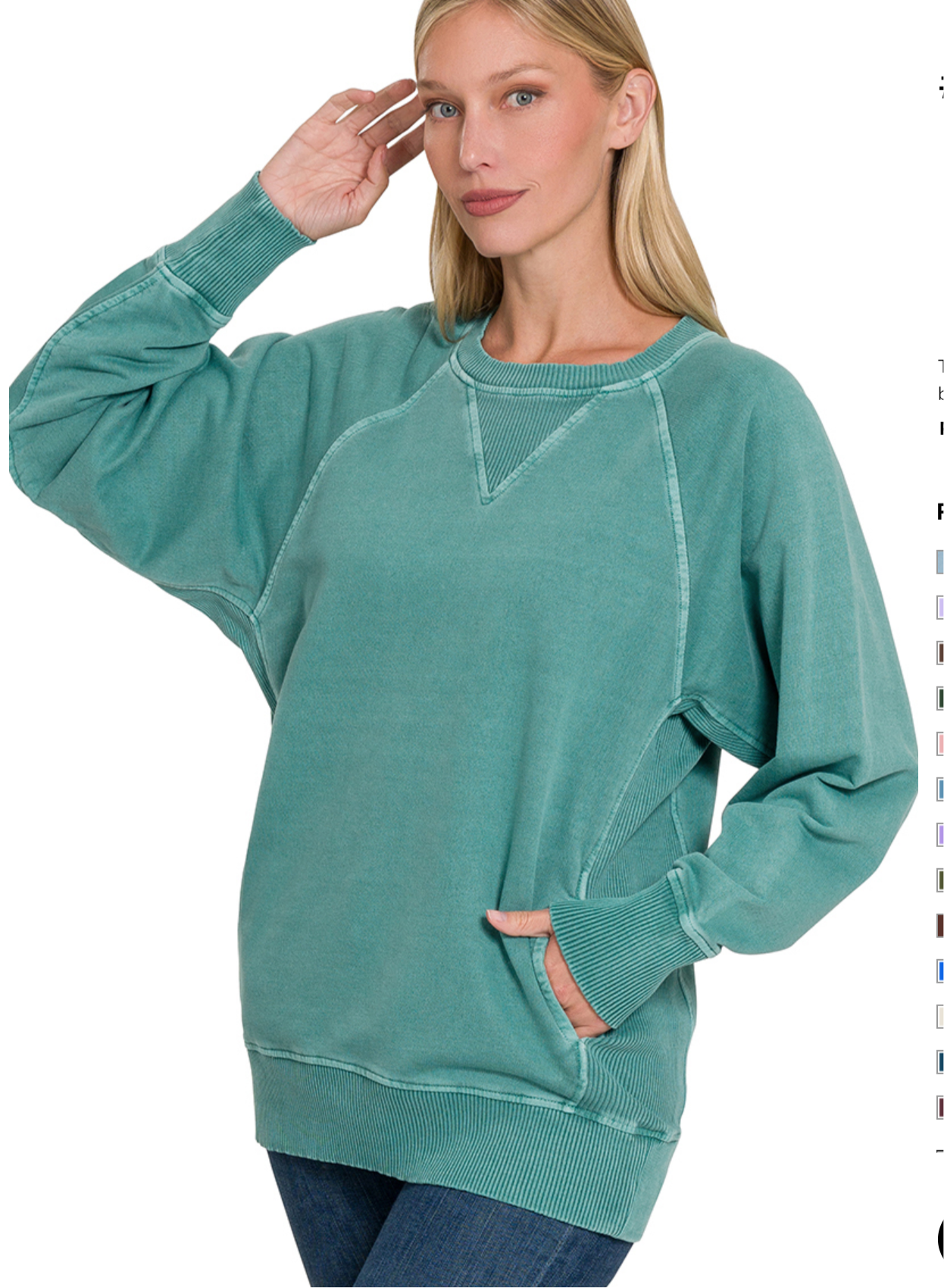 Zenana Plus Dyed French Terry Pullover w/pockets