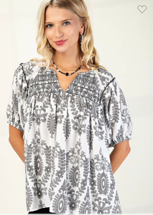 Gigio Short Sleeve with Smocking Front and Back