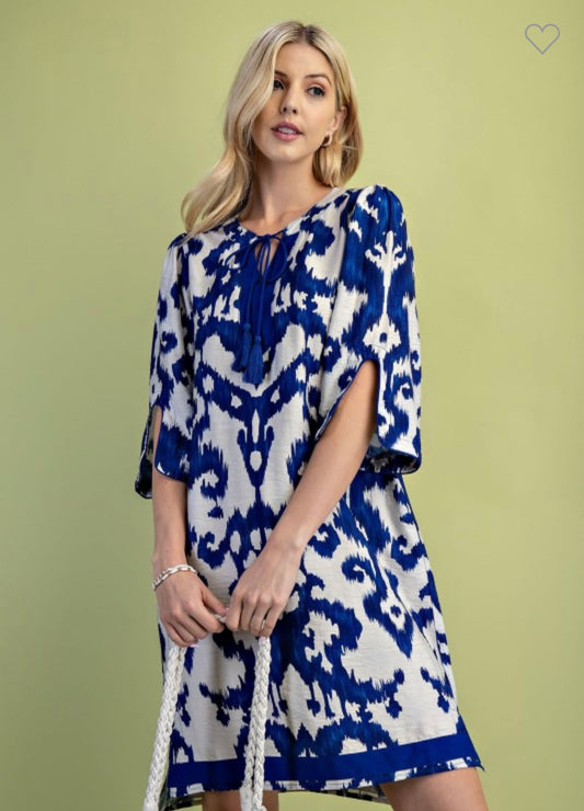 Gigio Printed 3/4 length Sleeve Dress
