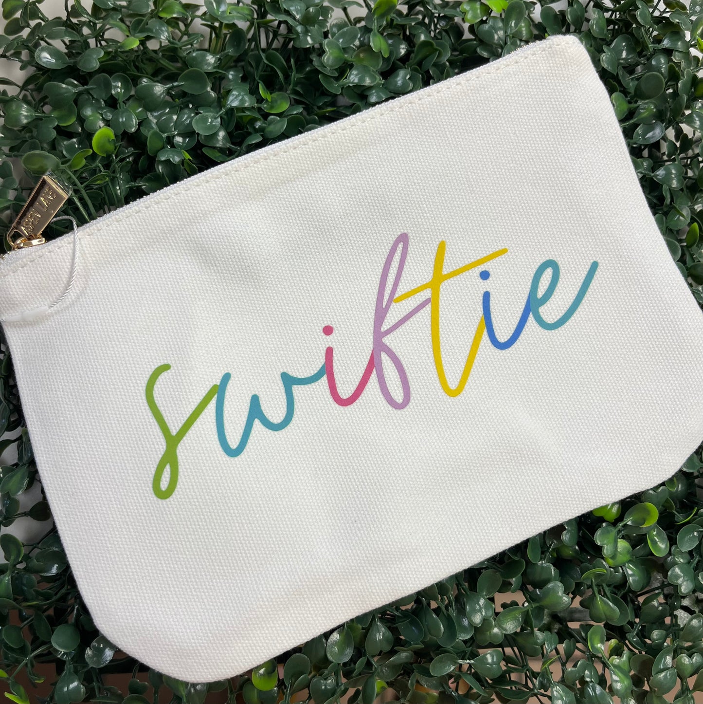 Swiftie color block script canvas pouch