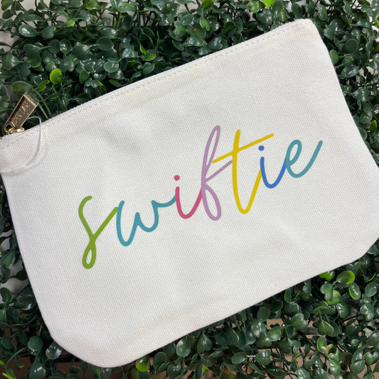 Swiftie color block script canvas pouch