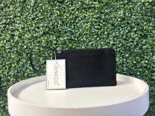 Jen and Co Wristlet/Crossbody Black Fleece