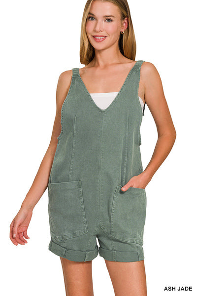 Zenana Washed Adjustable Romper