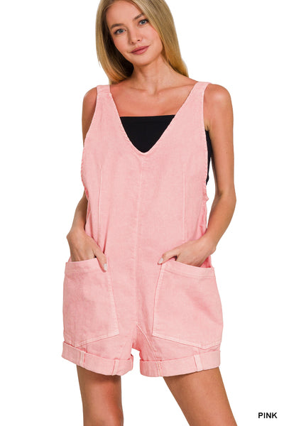 Zenana Washed Adjustable Romper