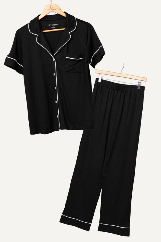 Pine Apparel Black/White yummy Jersey pants PJ set