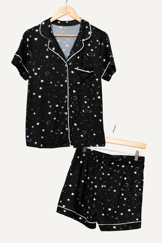 Pine Apparel Starry Night short sleeve and shorts Pj set