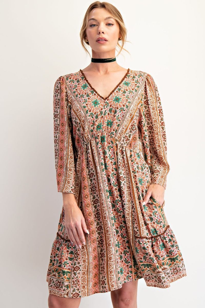 Easel V-neck Front Surplice Style Back Dress