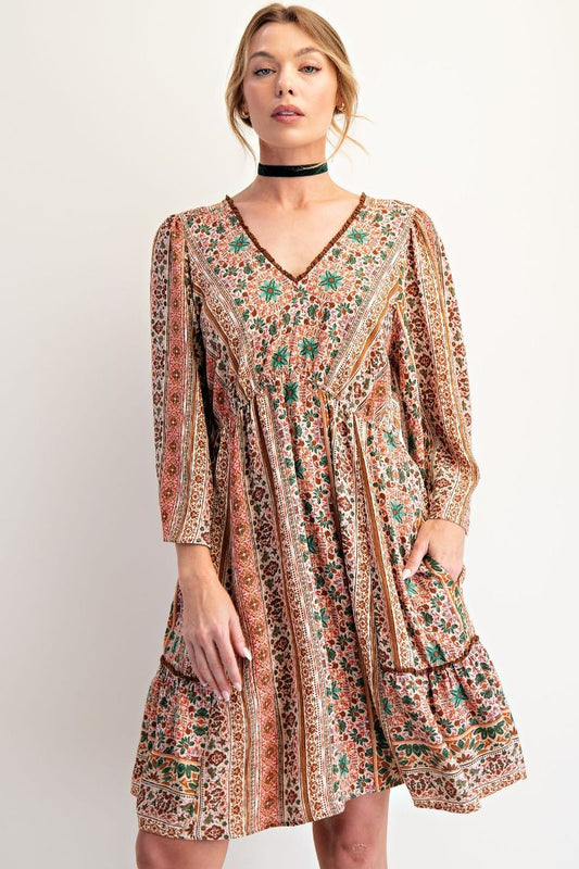 Easel V-neck Front Surplice Style Back Dress