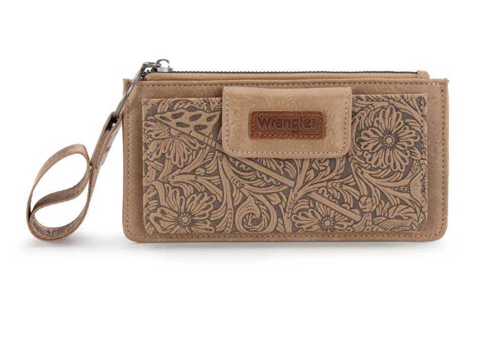 Wrangler Floral Tooled Card Wallet/Wristlet