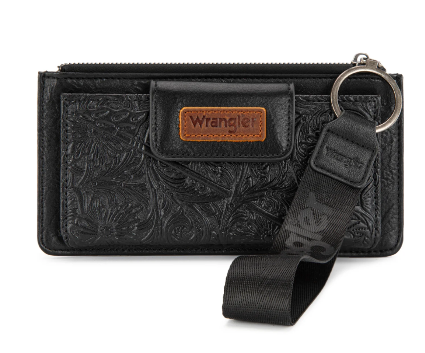 Wrangler Floral Tooled Card Wallet/Wristlet