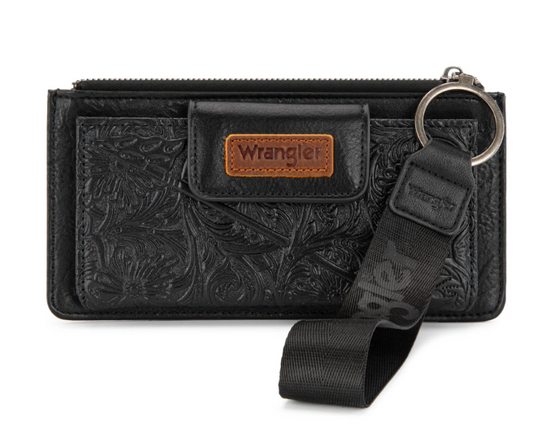 Wrangler Floral Tooled Card Wallet/Wristlet