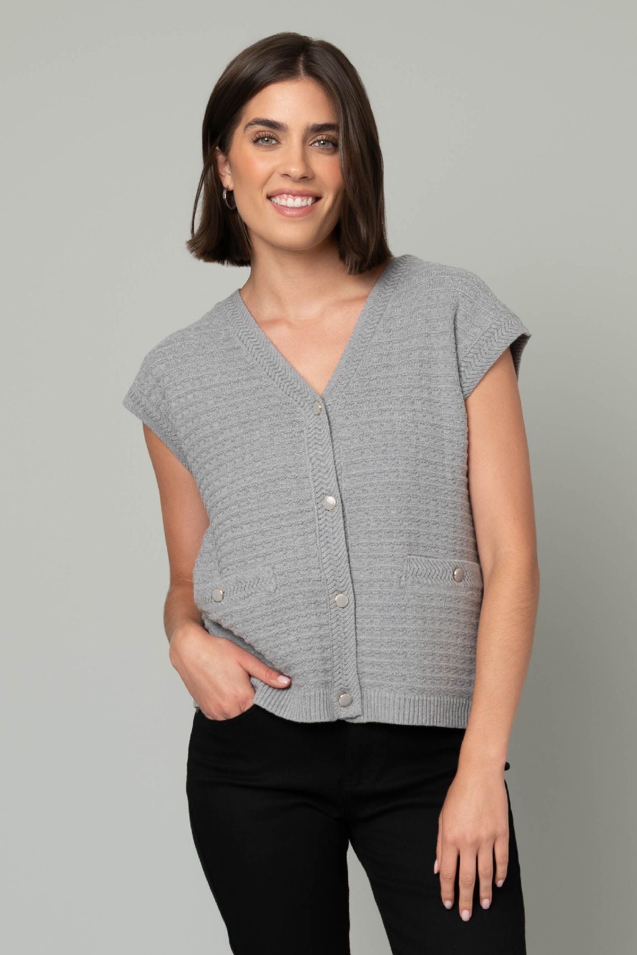 Heart of Pine V neck Jacquard Sweater