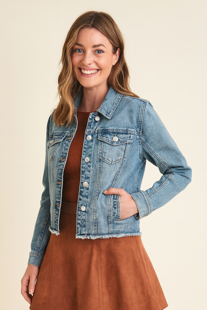 Baccini Frayed Hem Jacket