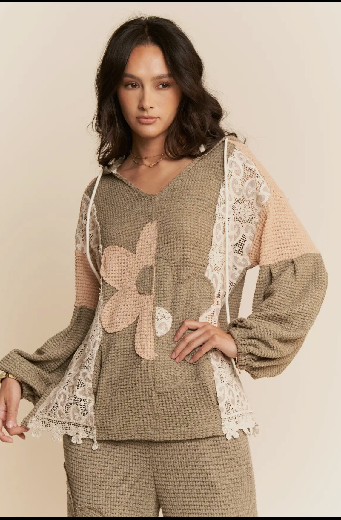 Davi & Dani Hoodie Oversized Knit Top