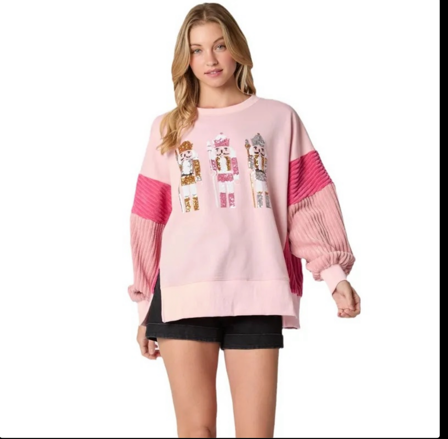 Christmas Soldier Sequin Patchwork Sweatshirt