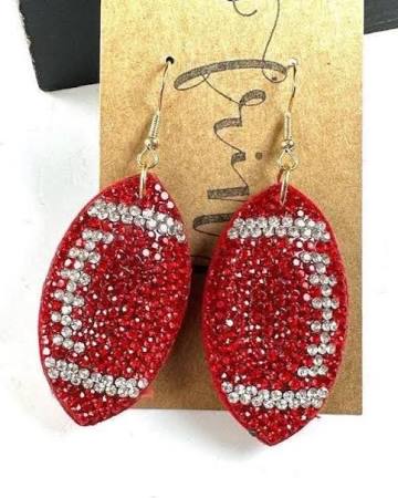 Rhinestone Dangle Football Earrings