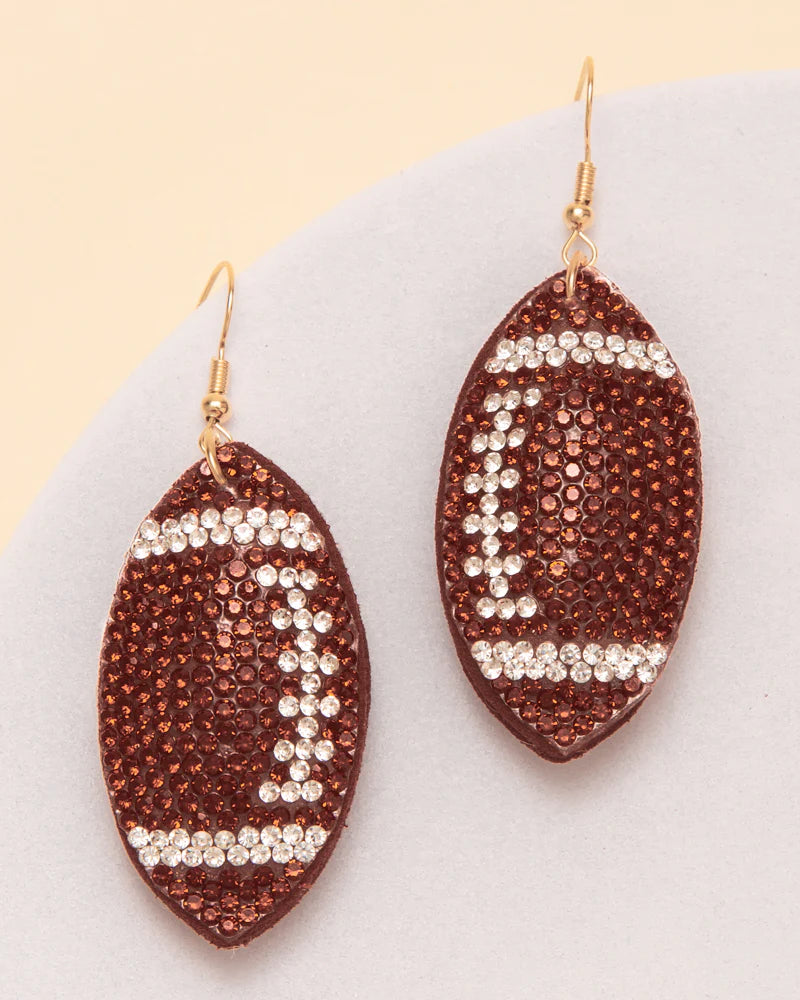 Rhinestone Dangle Football Earrings