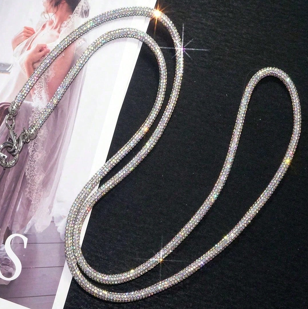 Rhinestone Strap Crossbody with Phone Tet