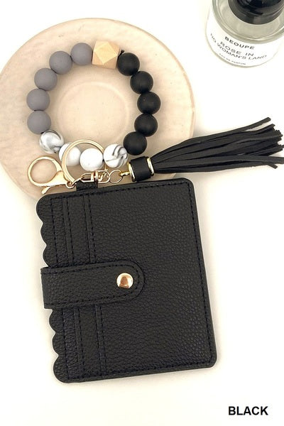 ZENANA BEADED BRACELET KEYCHAIN CARD HOLDER WALLET