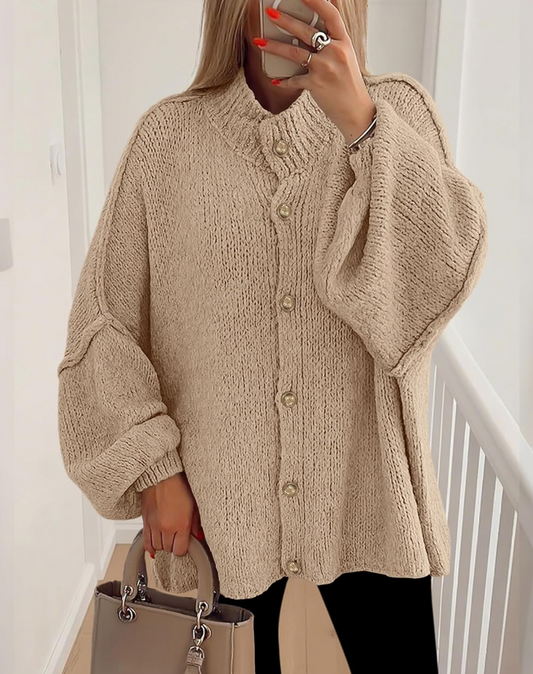 Camille an Co Sweater with Lantern Sleeves Open Front