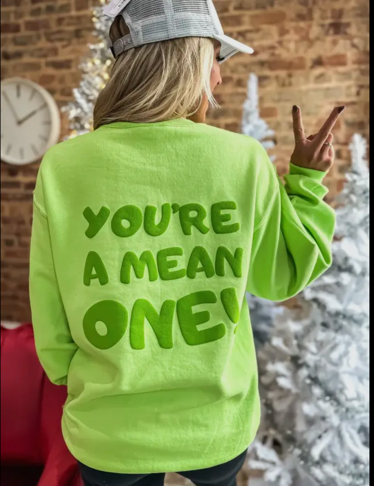 Grinch Puff Print Sweatshirt
