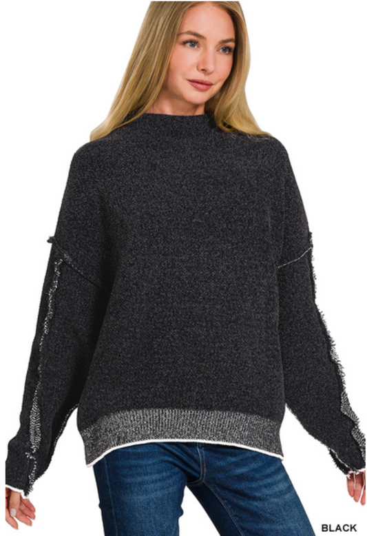 Zenana Oversized Mock NeckRaw Sean Chenille Sweater