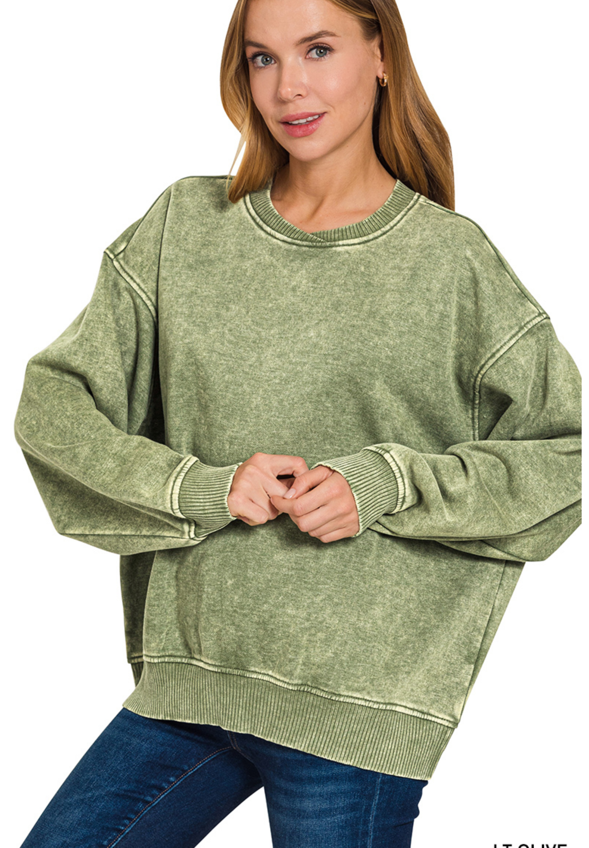 Zenana Acid Wash Oversized Fleece Pullover