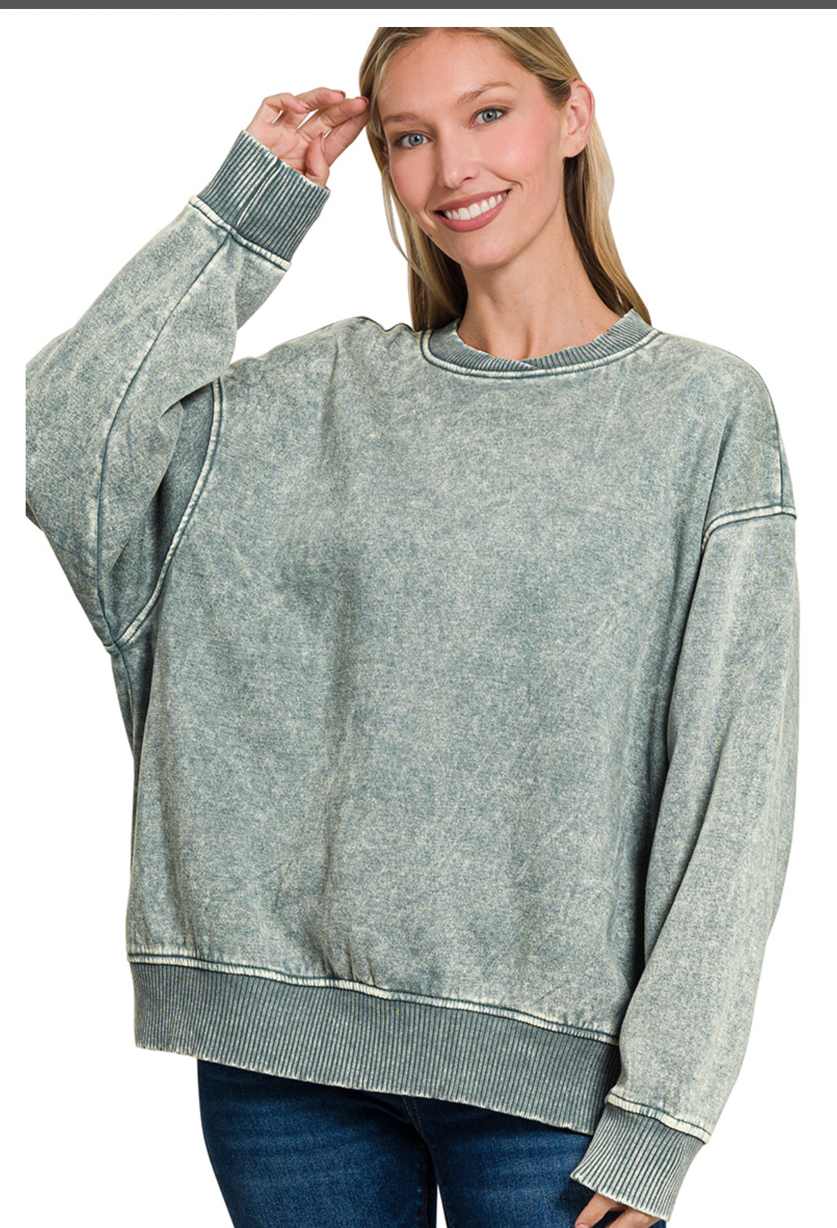 Zenana Acid Wash Oversized Fleece Pullover