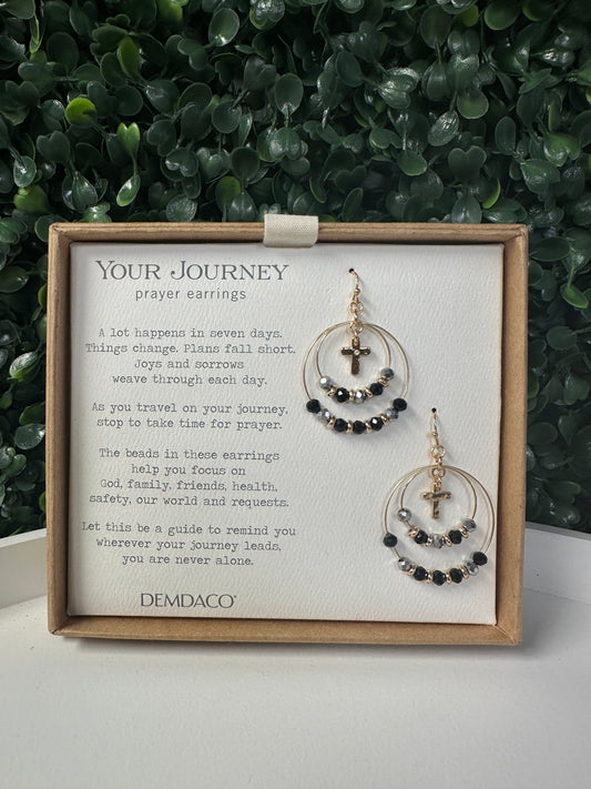 Demdaco Beaded Prayer Earrings-Black