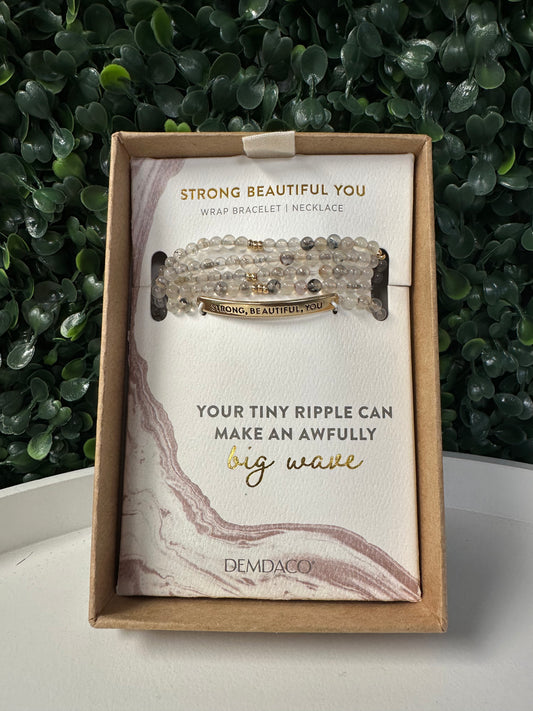 Demdaco Strong Beautiful You Wrap Bracelet-Taupe Mix