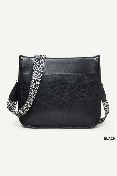 Zenana VEGAN LEATHER LEOPARD STRAP CROSSBODY SHOULDER BAG