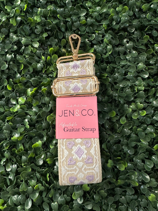 Jen and Co Adjustable Guitar Strap PP.WT