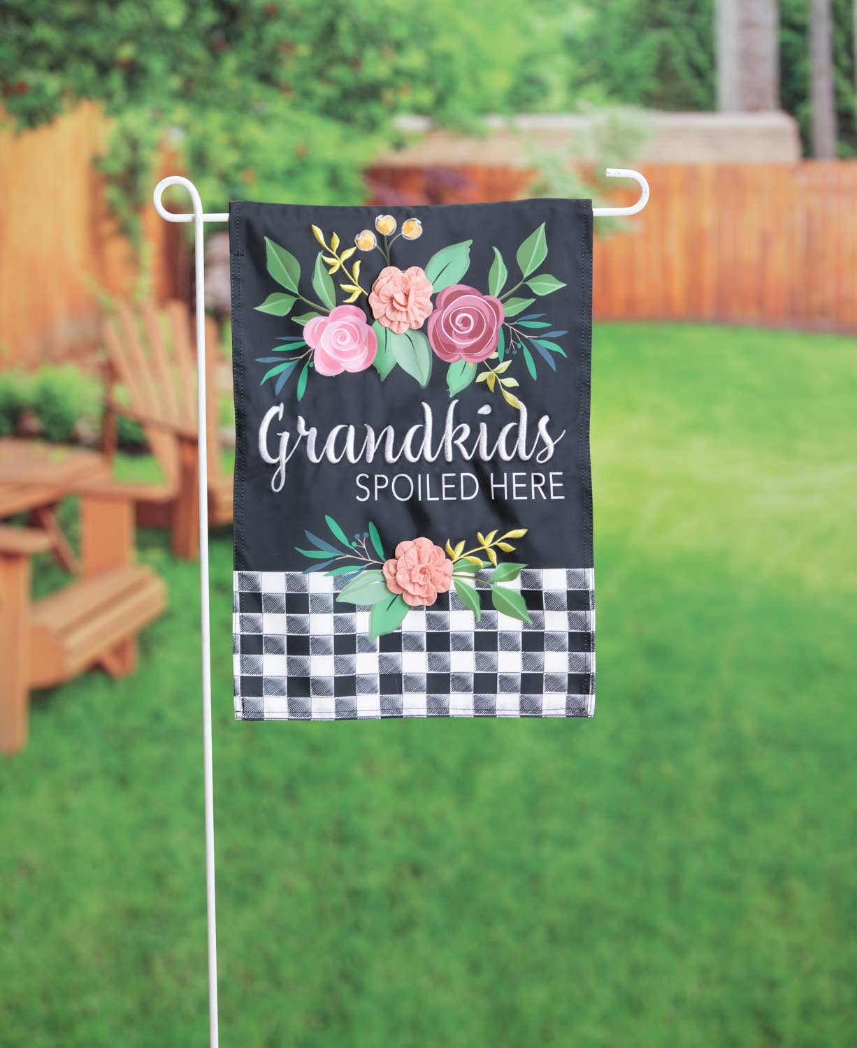 Grandkids Spoiled Here Applique Garden Flag