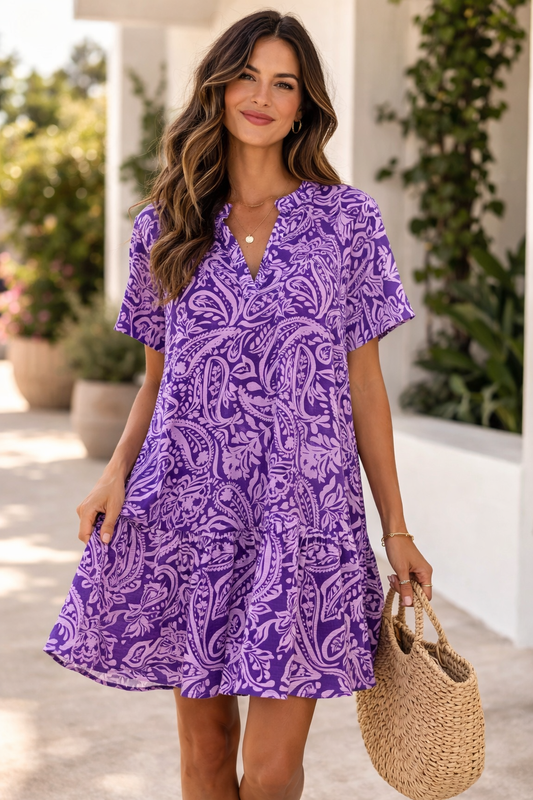 dear scarlett-Liz Sunday V-Neck, short-sleeved Dress