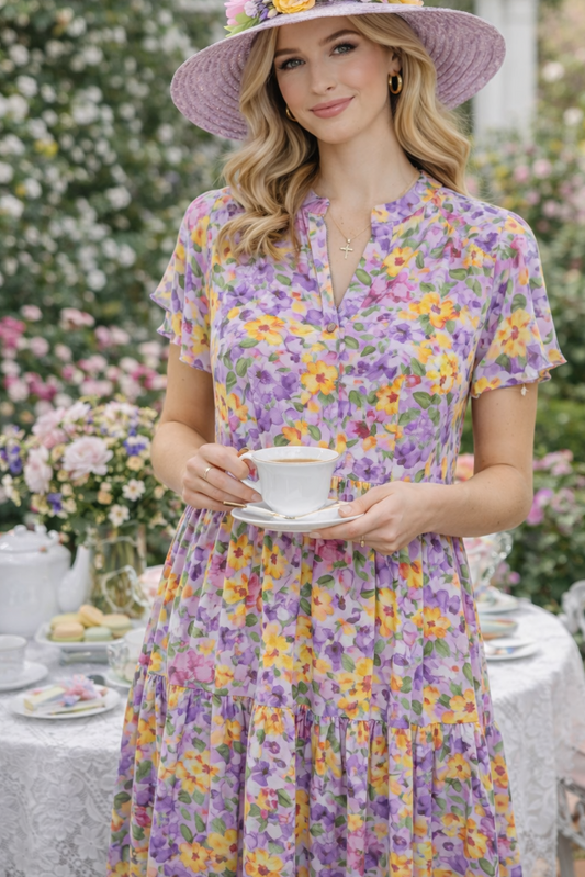 dear scarlett-Liz Sunday V-Neck, short-sleeved Dress