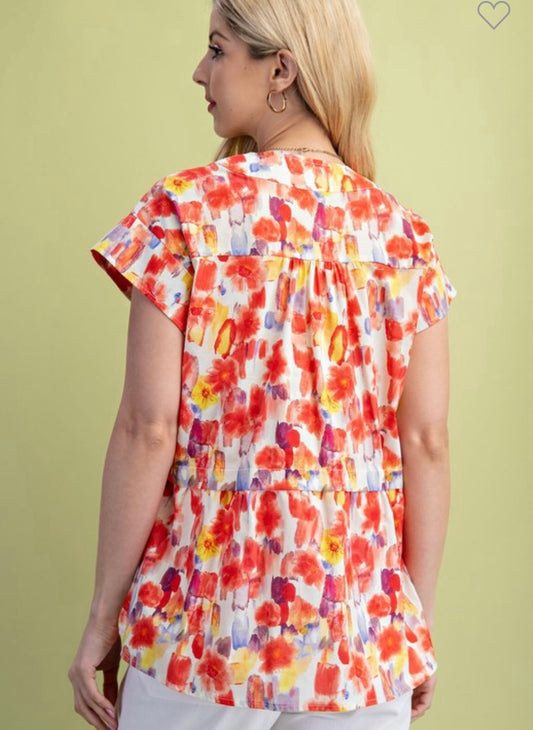 Gigio V neck pleated top